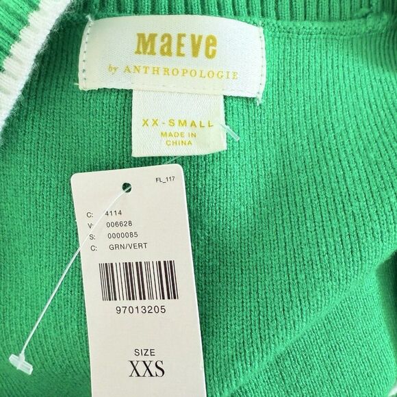 Anthropologie Green V-Neck Cardigan Sweater Womens XXS Button Up Long Sleeve NWT - Picture 6 of 10